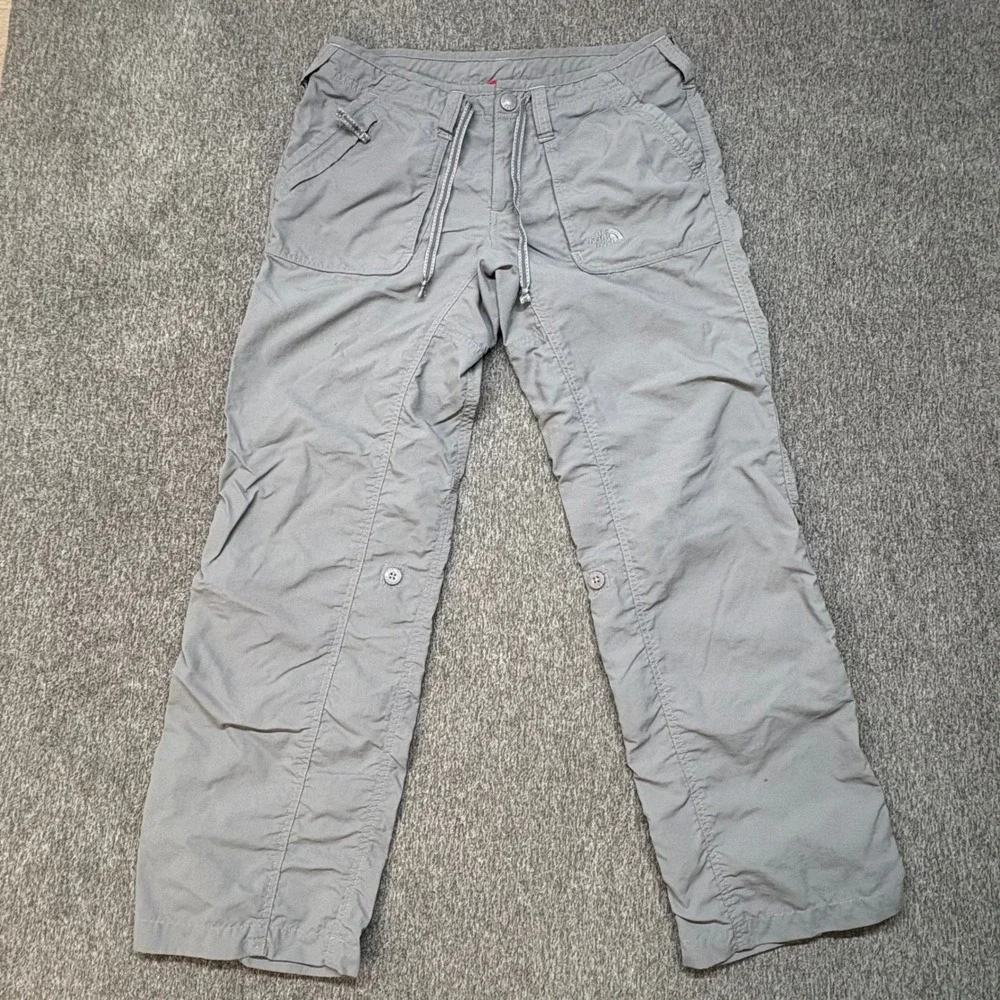 The North Face Womens 8S Gray Convertible Hiking Pants Roll‎ Up Capri Ripstop
